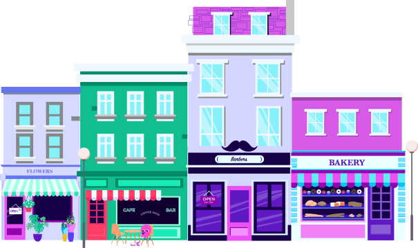 Row of shops illustration for effortless energy management