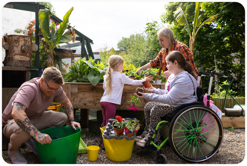 People working together on a community garden