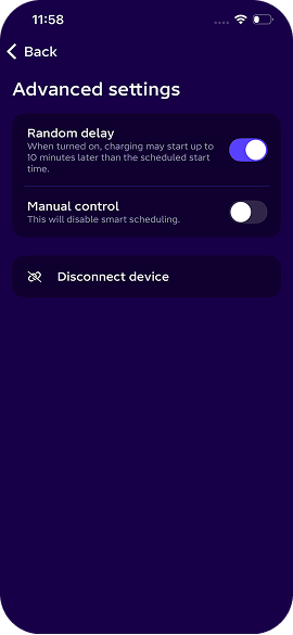 Screenshot of advanced settings