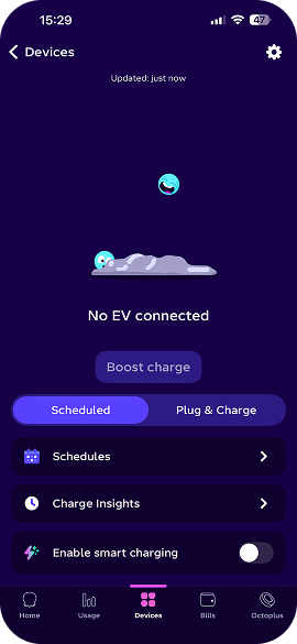 A screenshot of the Octopus app showing the device connection success screen.