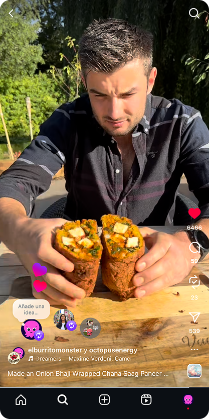 The burrito monster on Instagram, making a burrito with the 2 Free Electricity hours