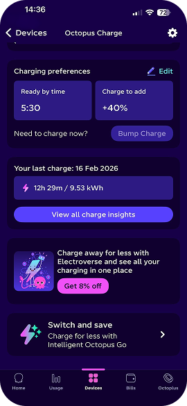 Screenshot of schedules