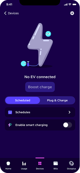 A screenshot of the Octopus app showing the device connection success screen.
