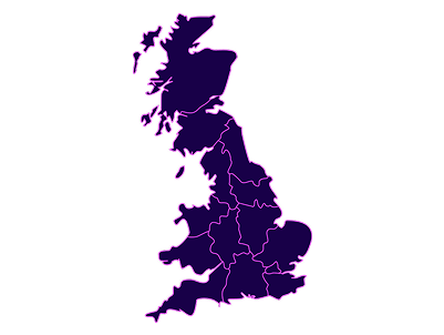 Regional Map of Britain with boundary lines
