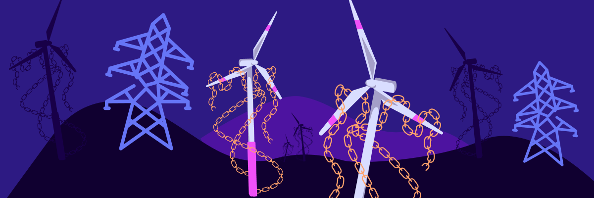 An illustration of windmills in chains