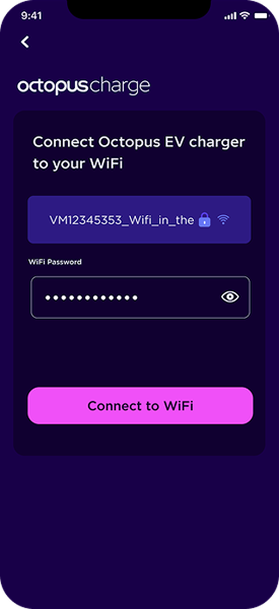 A screenshot of the Octopus app showing the charger make and model.