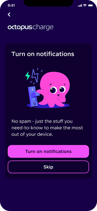 A screenshot of the Octopus app showing the device connection success screen.