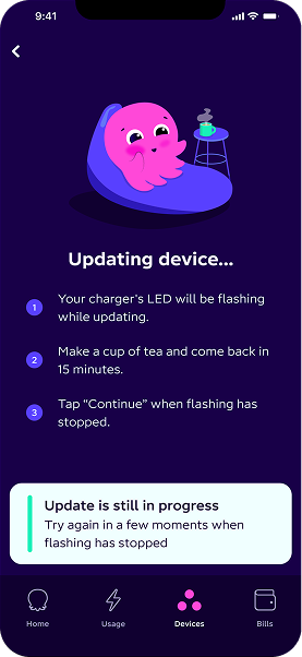 A screenshot of the Octopus app showing the device connection success screen.