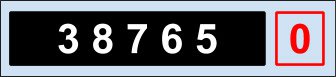 An image of a meter reading on an analogue meter, with 5 white digits and 1 red digit