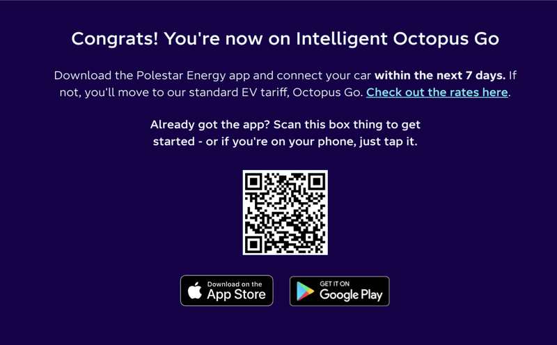 Page showing the success page for Polestar onboarding