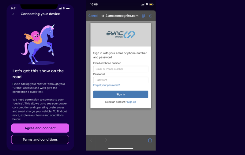 A screenshot of the Sync Energy authorisation screen