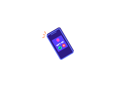 Purple mobile with tick and cross