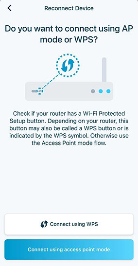 Next, select "connect using access point mode".