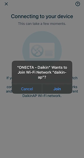 join the wireless connection of the Daikin controller