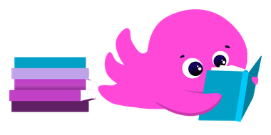 Constantine the Octopus lying down reading a book