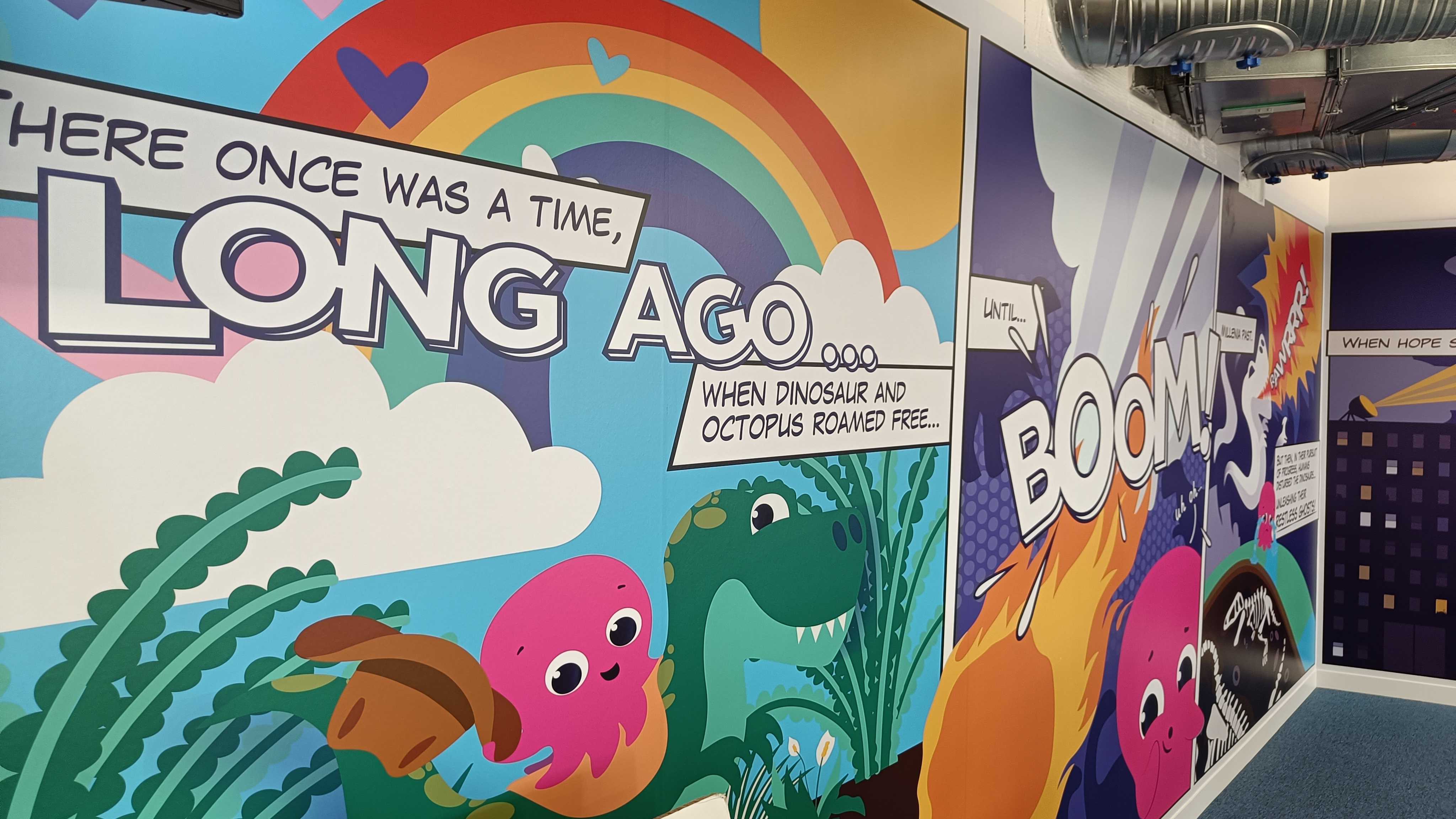 A photo of the mural wall in the london office