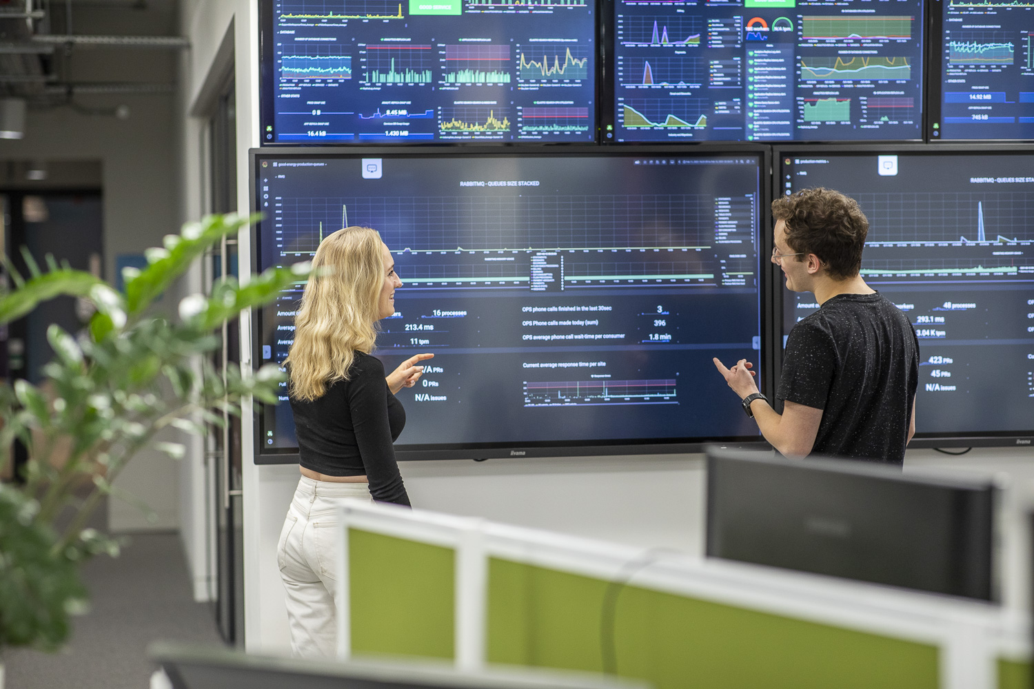 An Octopus energy team member analysing energy data