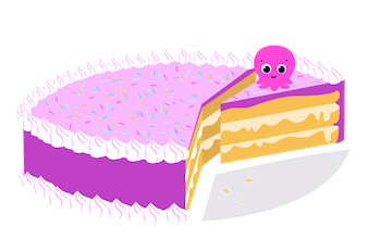 An illustration of a slice of cake