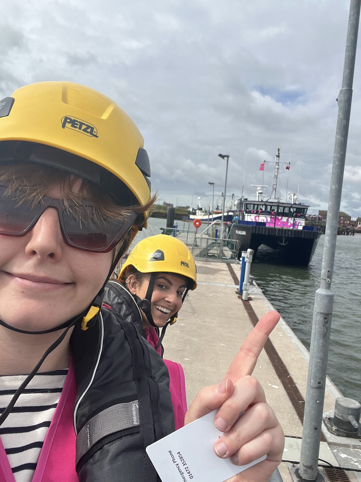 a photo of meg with the boat in grimsby
