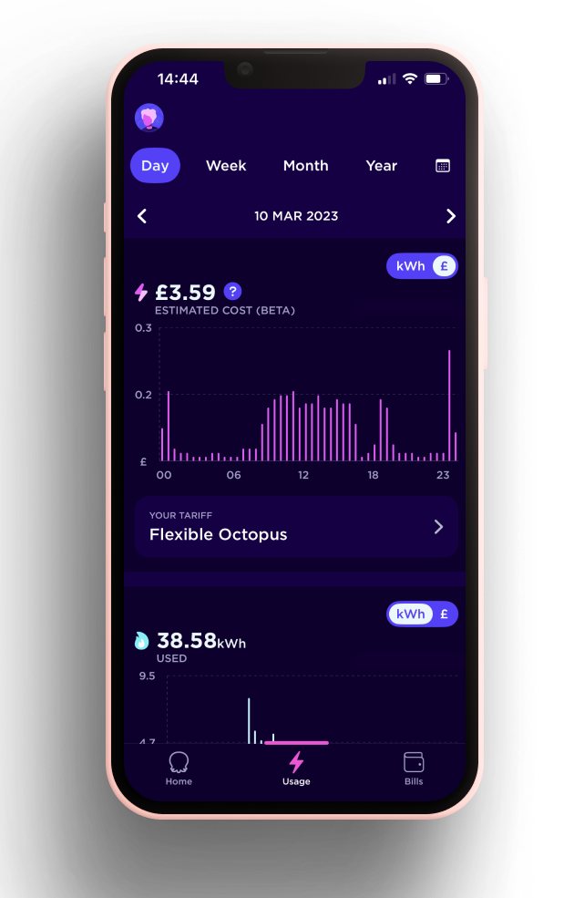 Energy usage on app