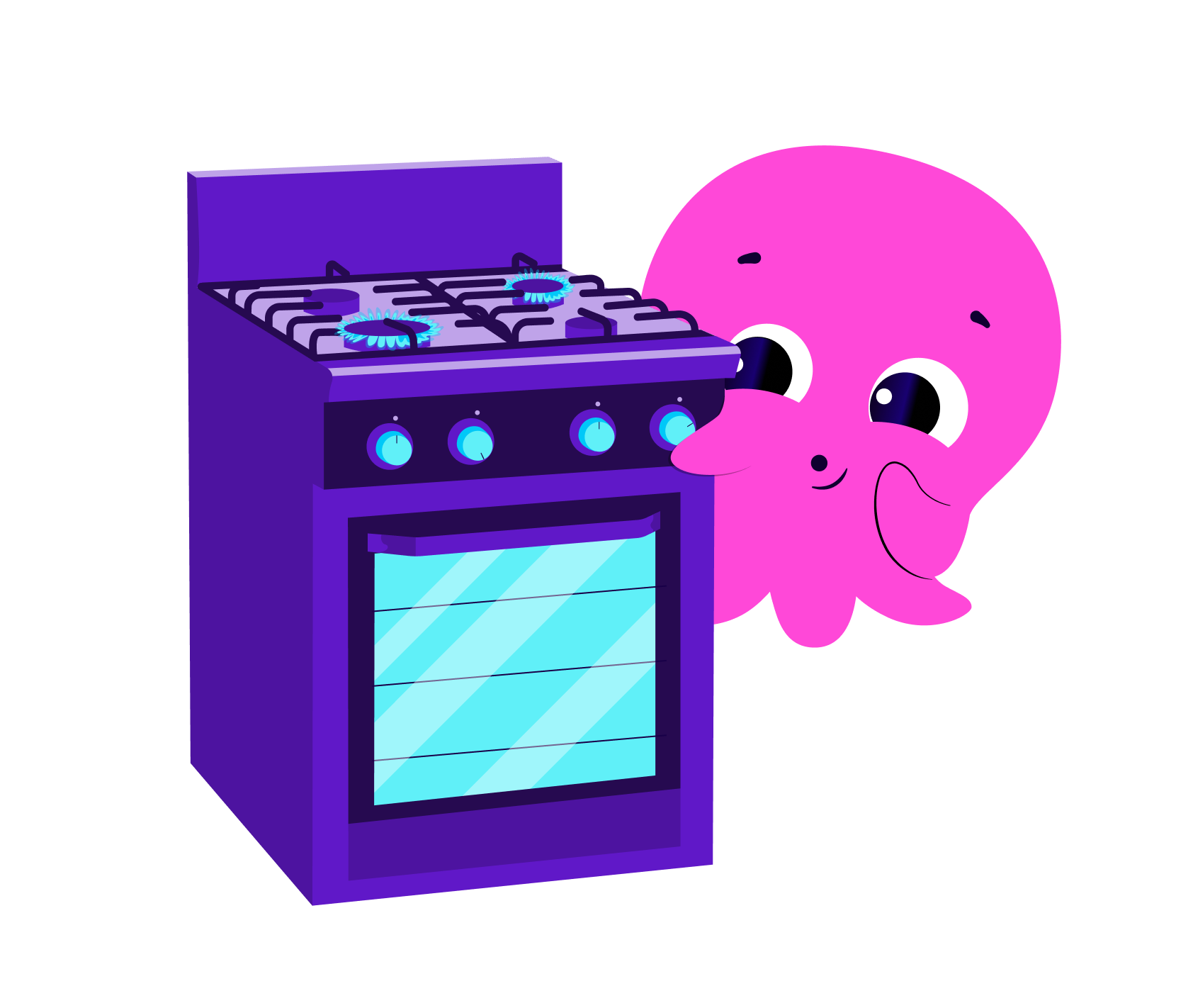 Octopus energy mascot Constantine cooking