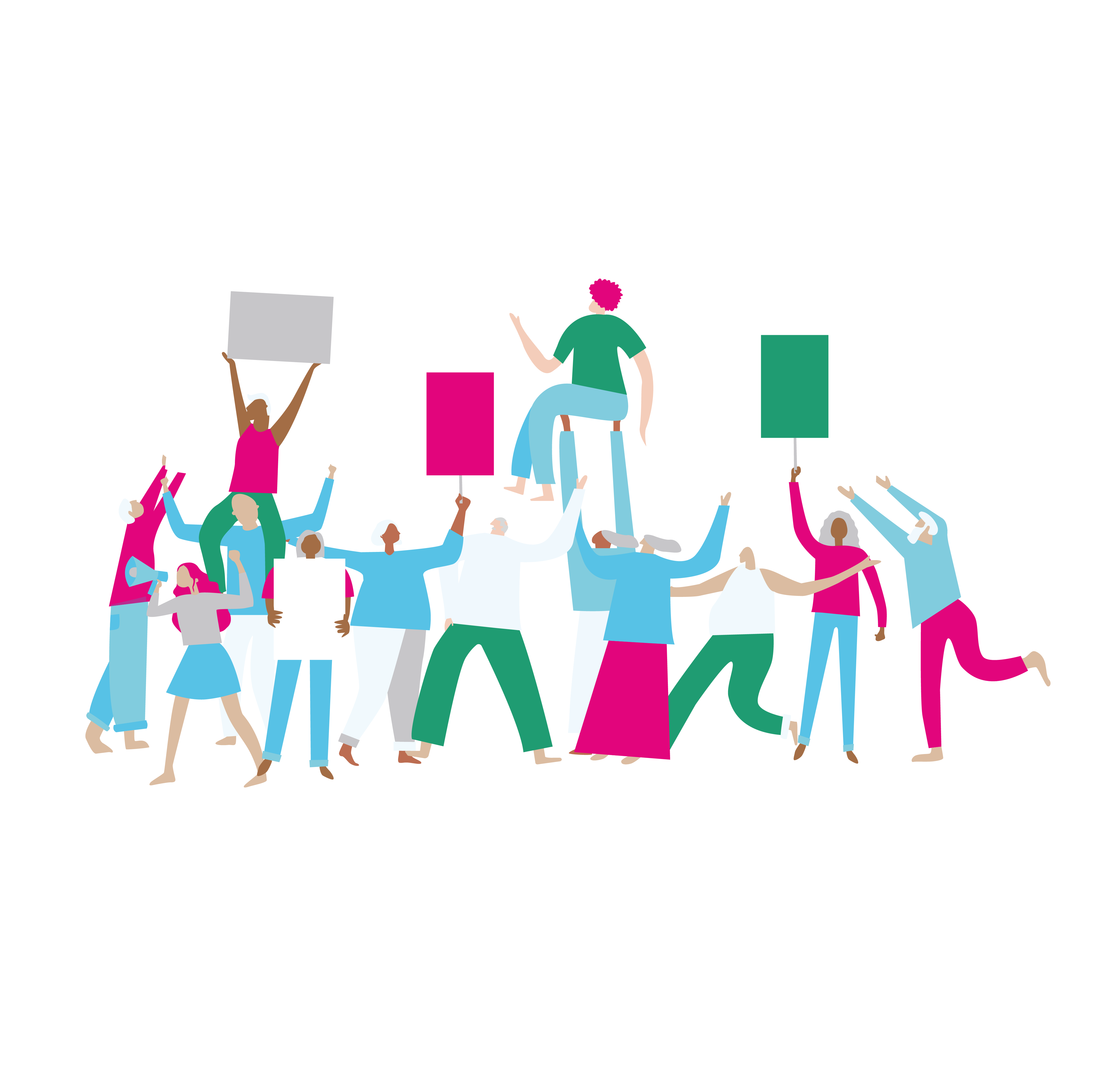 A graphic of a protest