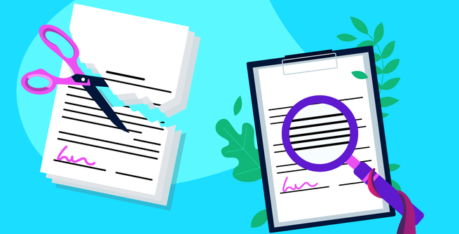 a graphic of a bill held under a magnifying glass