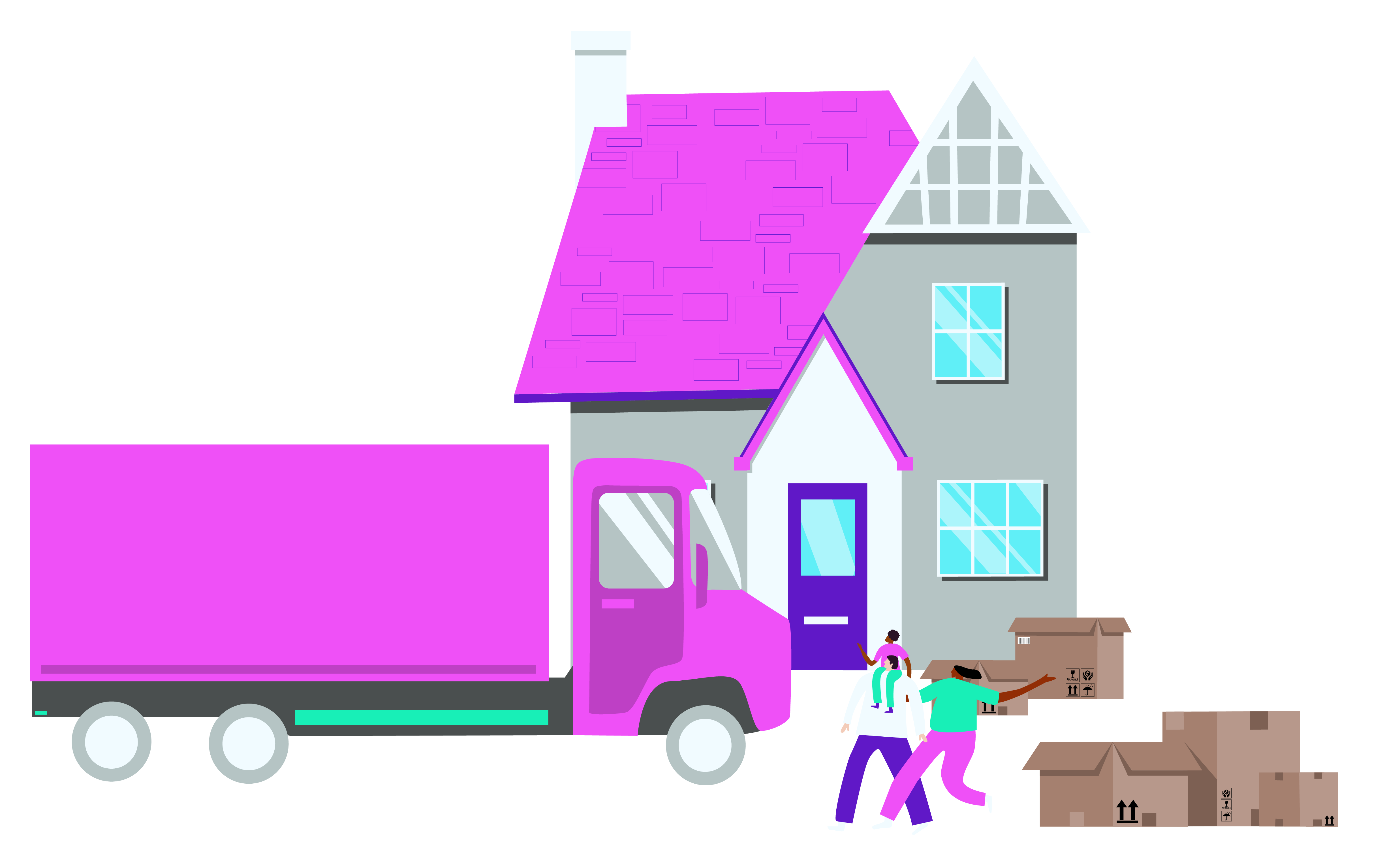 A graphic showing somebody moving into a new home