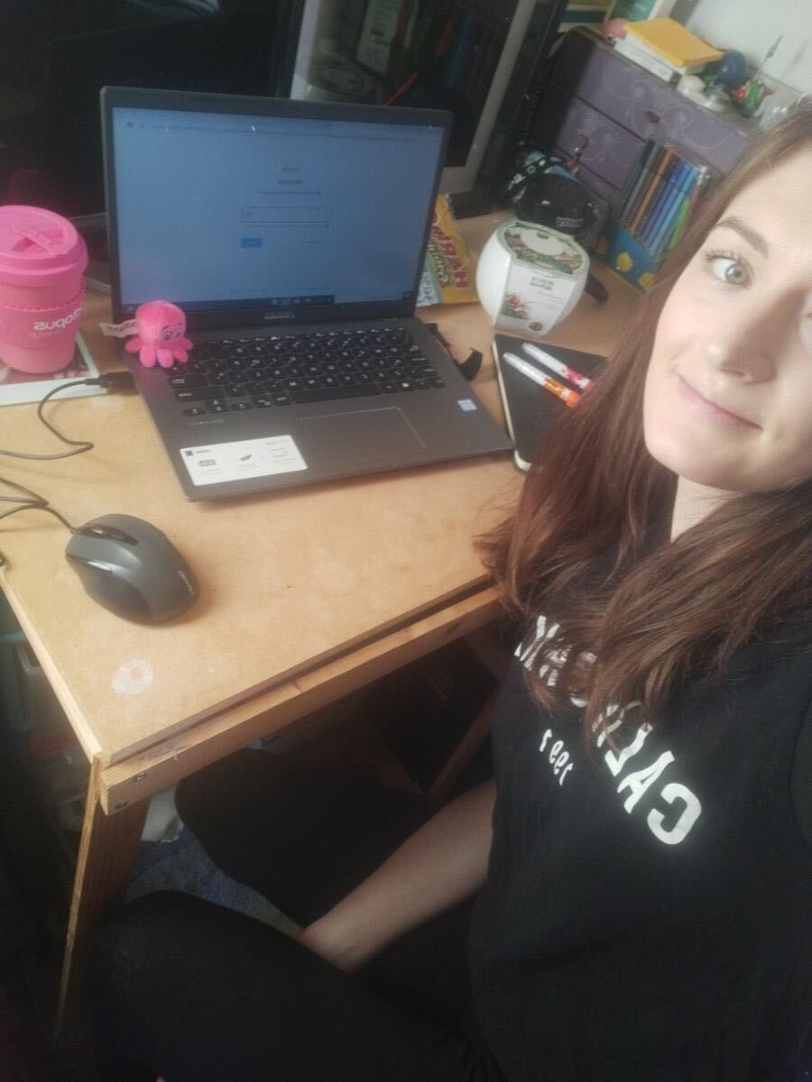 Charis, a new recruit, working from home