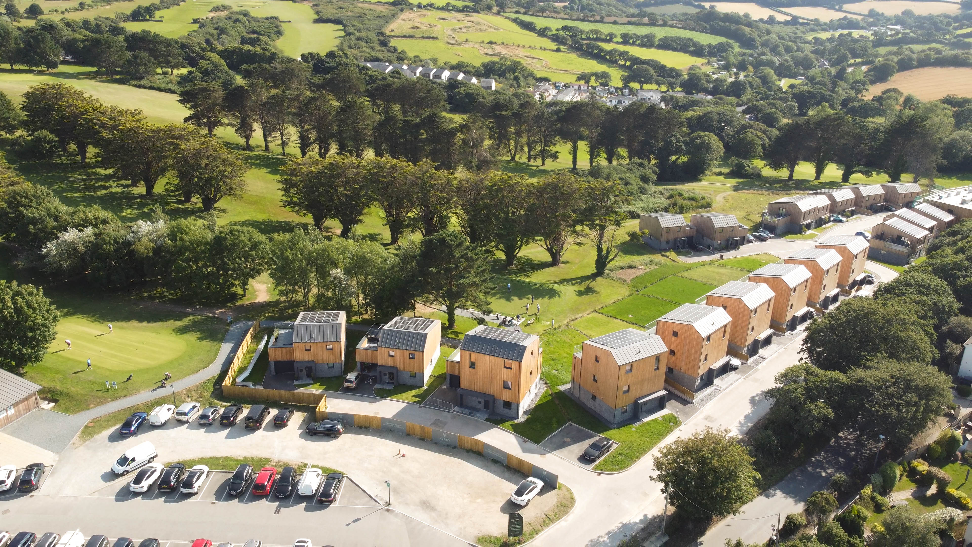 An aerial shot of some Zero Bills homes