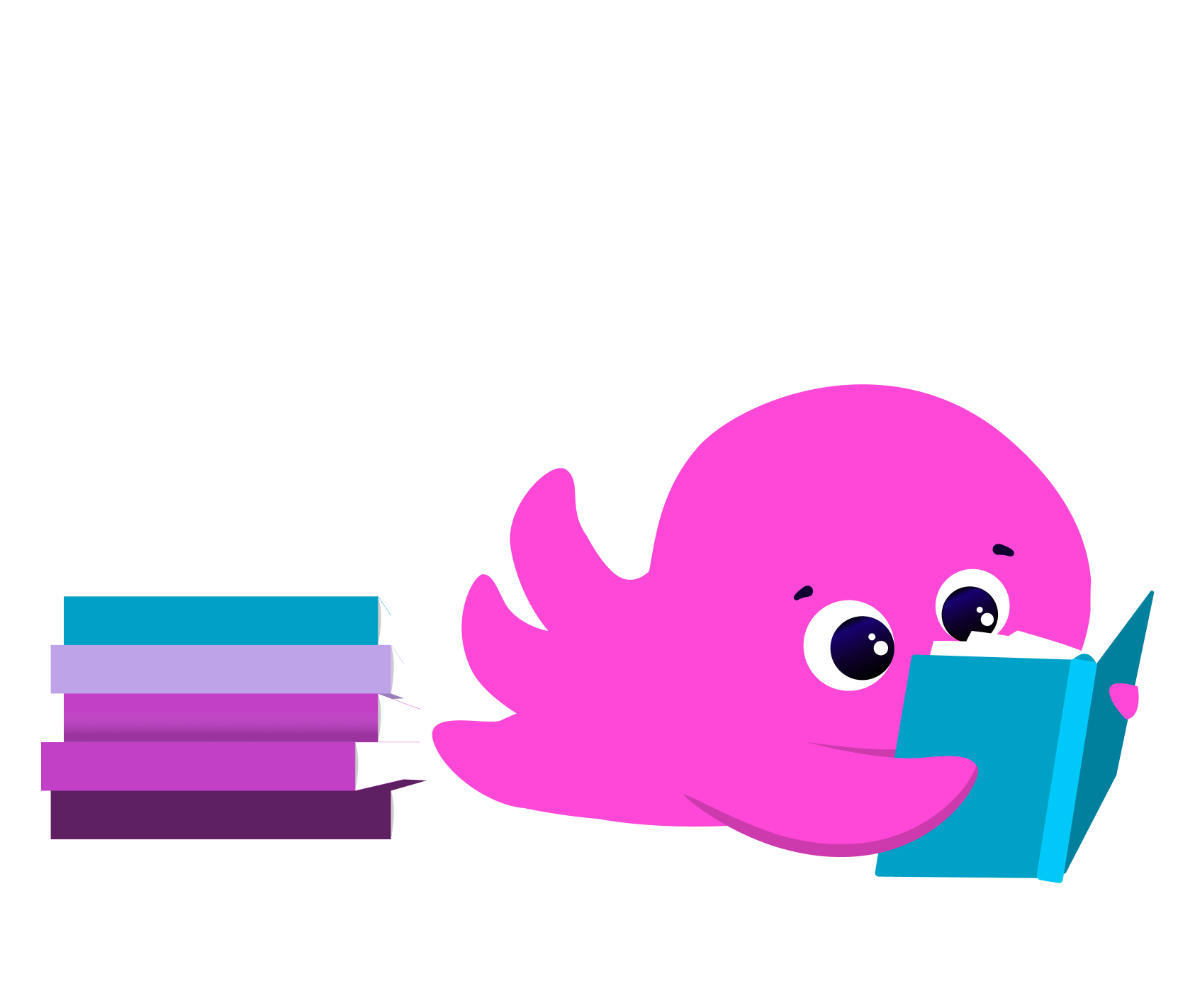 Octopus energy mascot Constantine reading