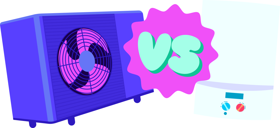 heat pumps vs gas boilers illustration