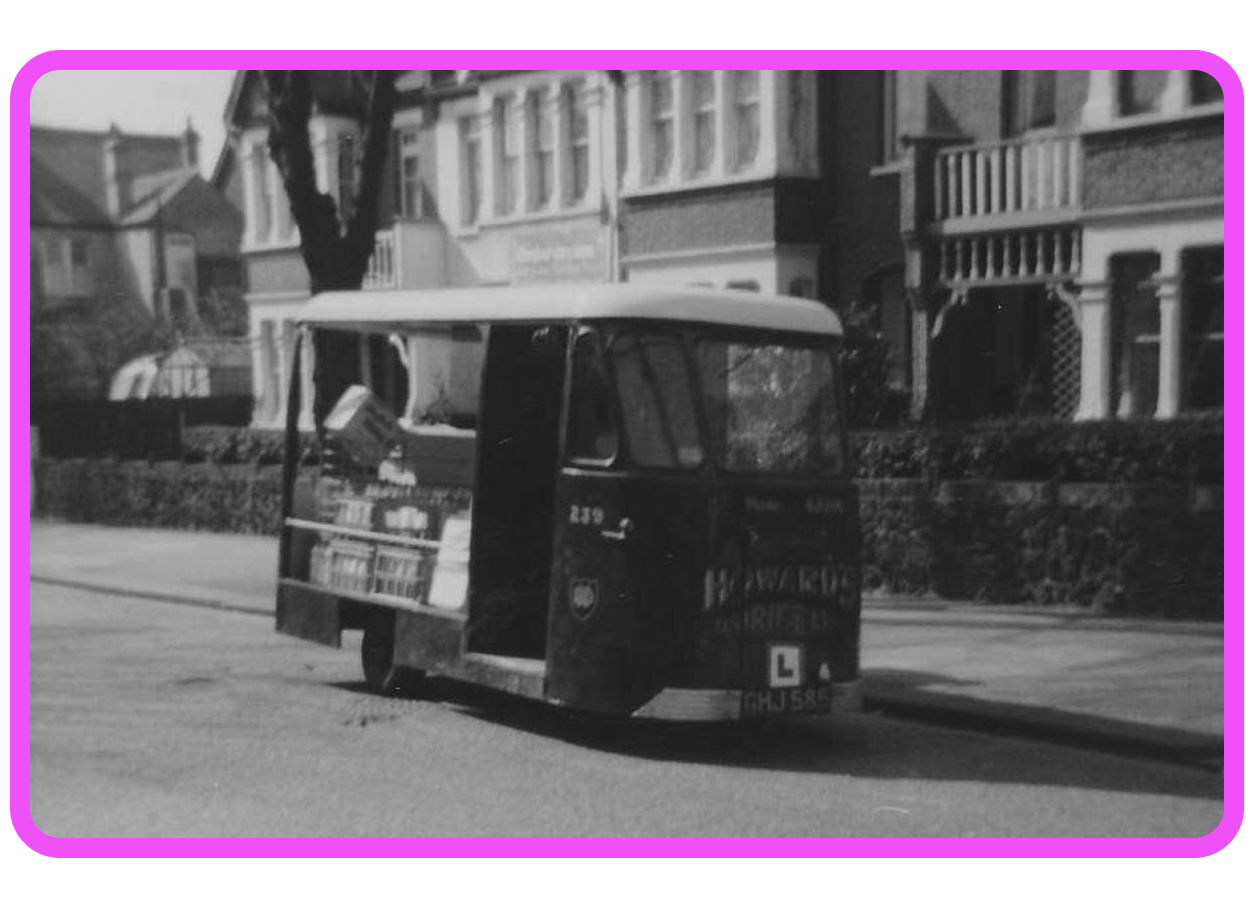 A electric milk float in Southend-on-Sea around 1970