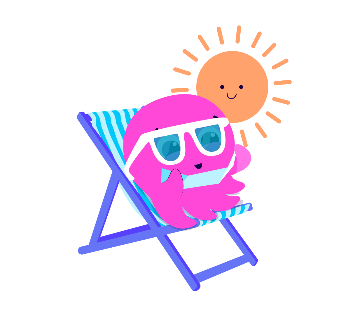 Constantine sunbathing in a deck chair
