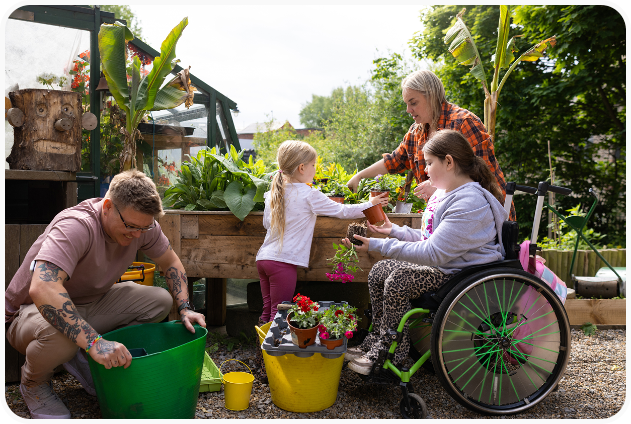 People working together on a community garden
