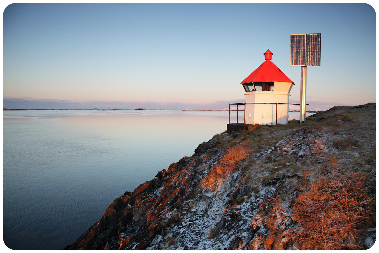 Solar panels powering a lighthouse in Norway
