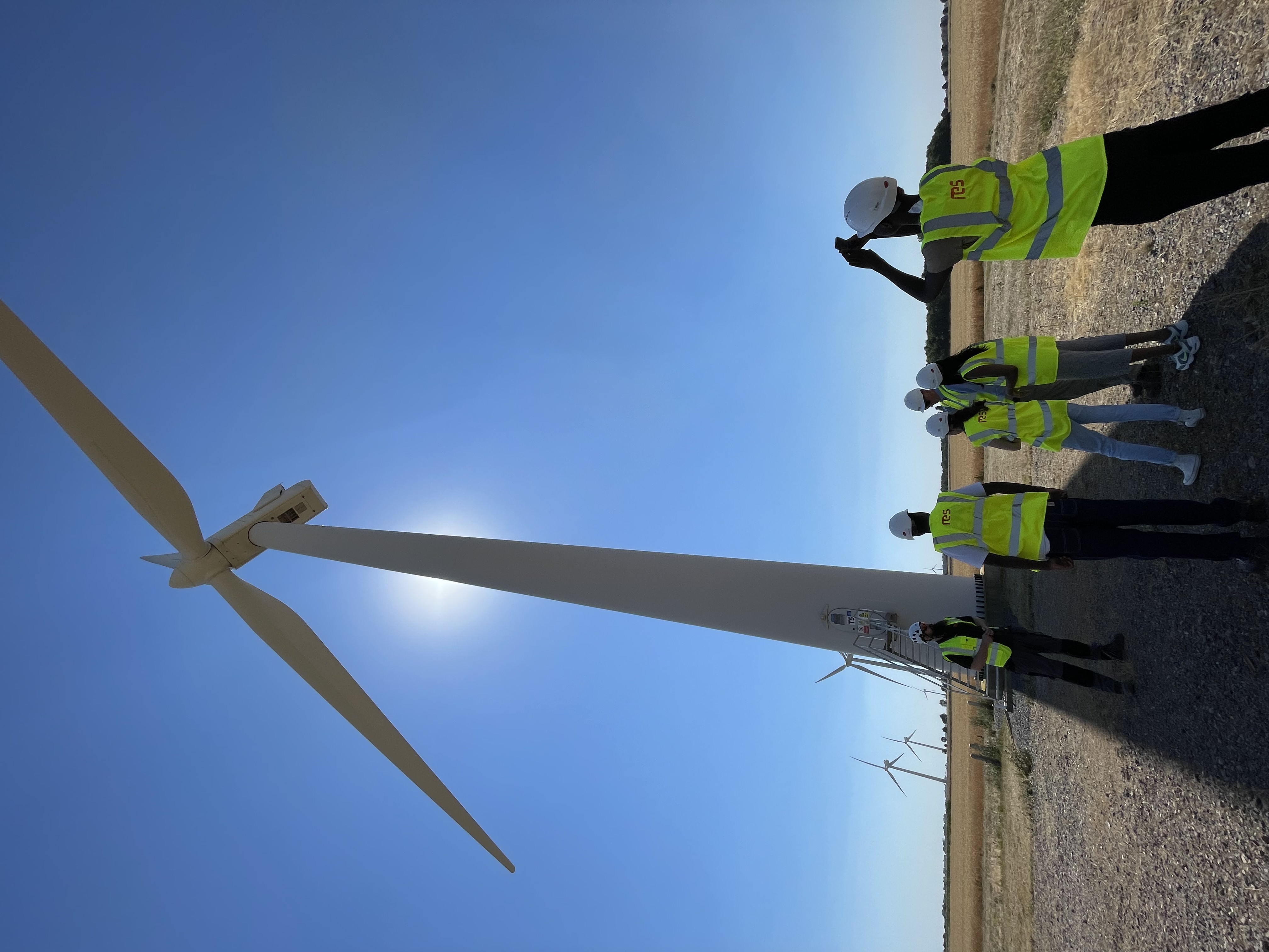 interns visit wind turbine