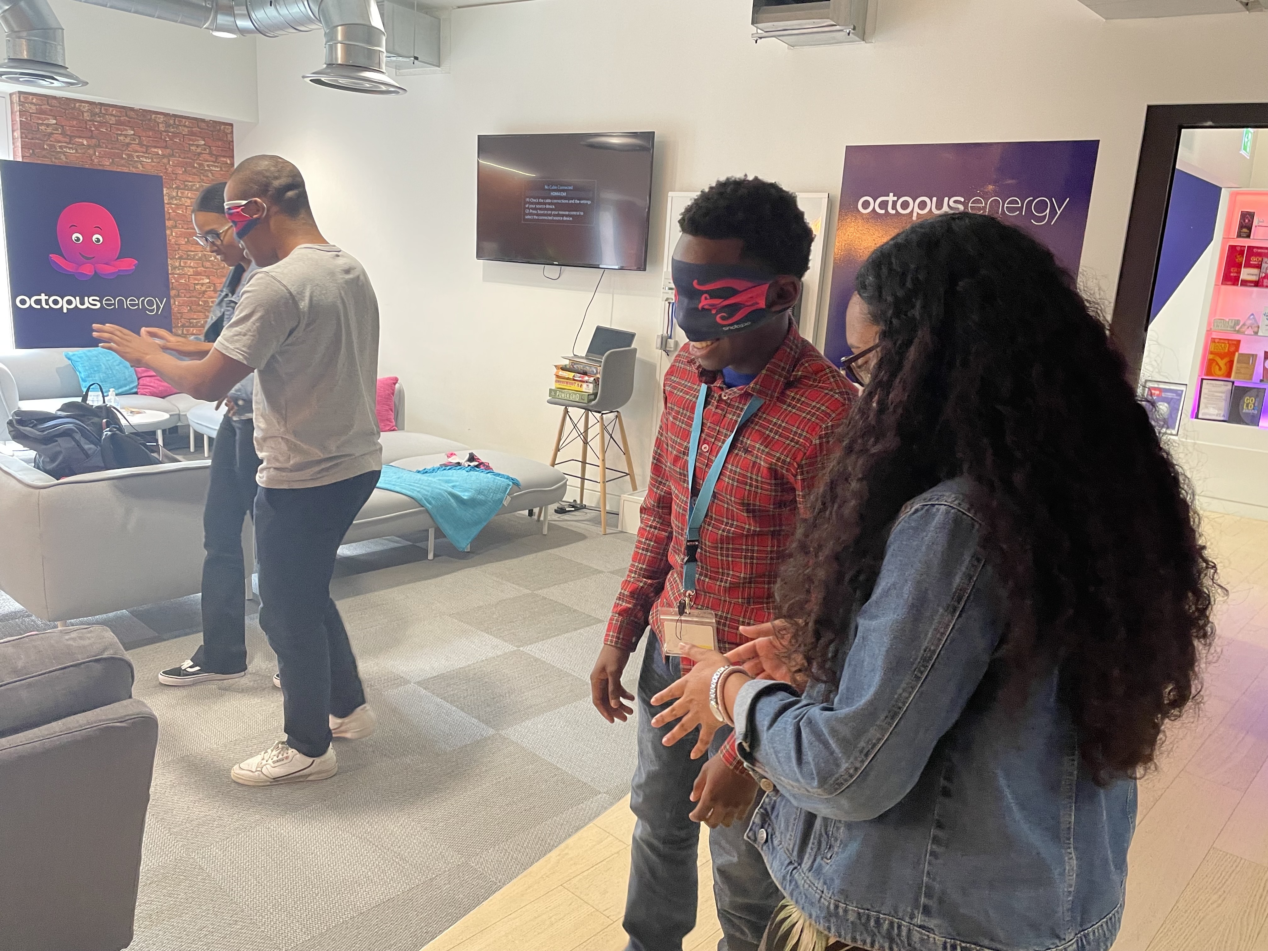 Playing a game with the interns