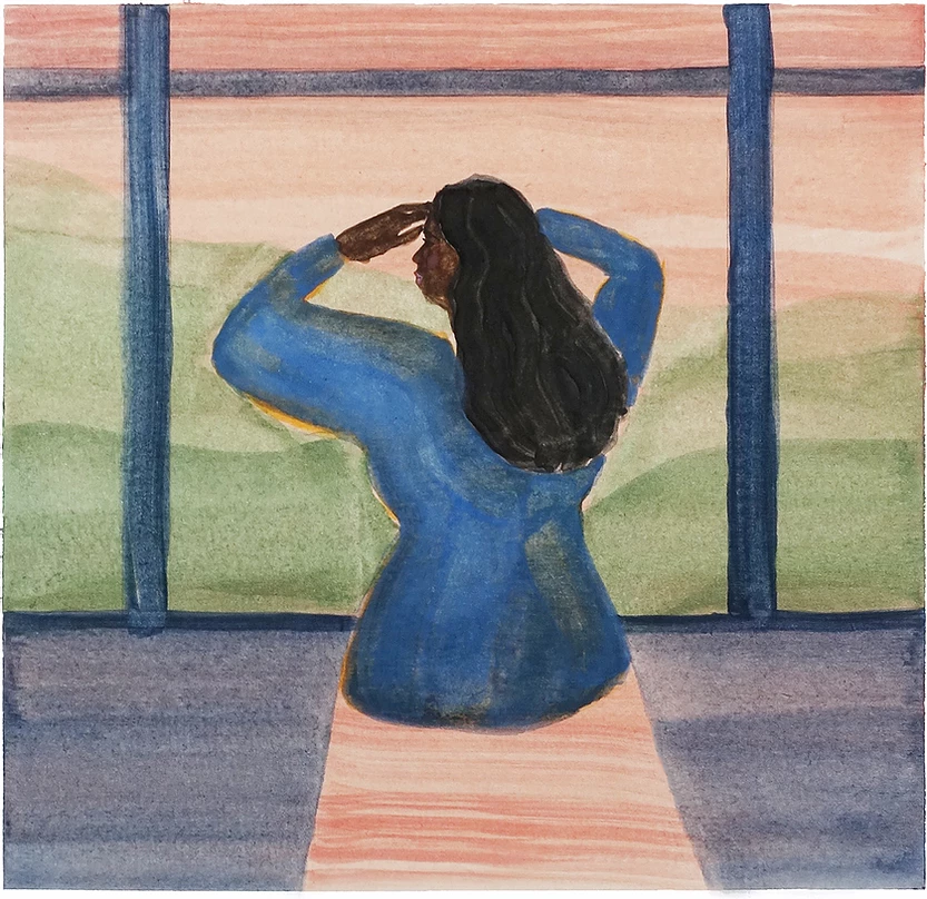 An image of a woman staring out over a landscape