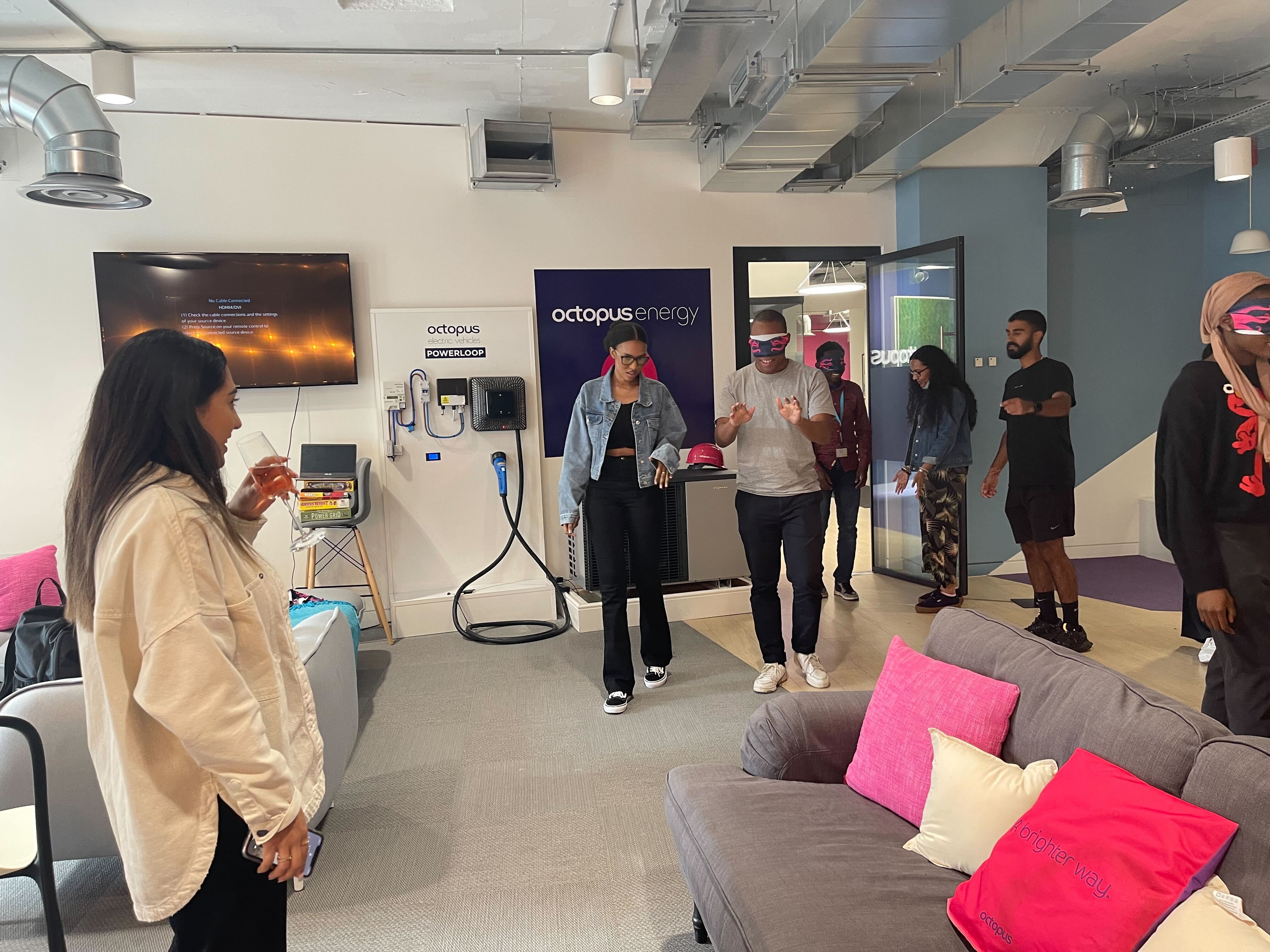 Playing a game with the interns