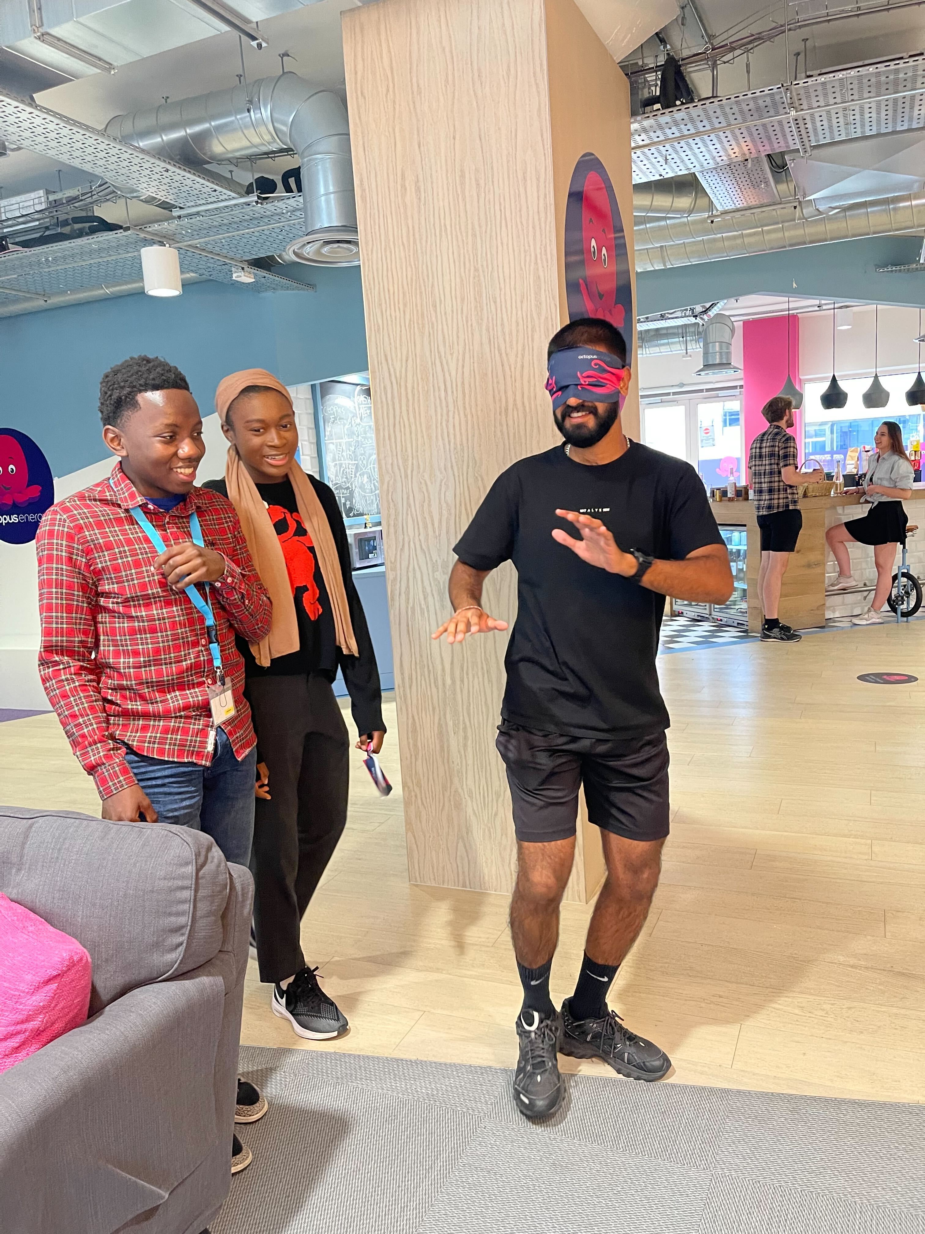 The interns playing a game