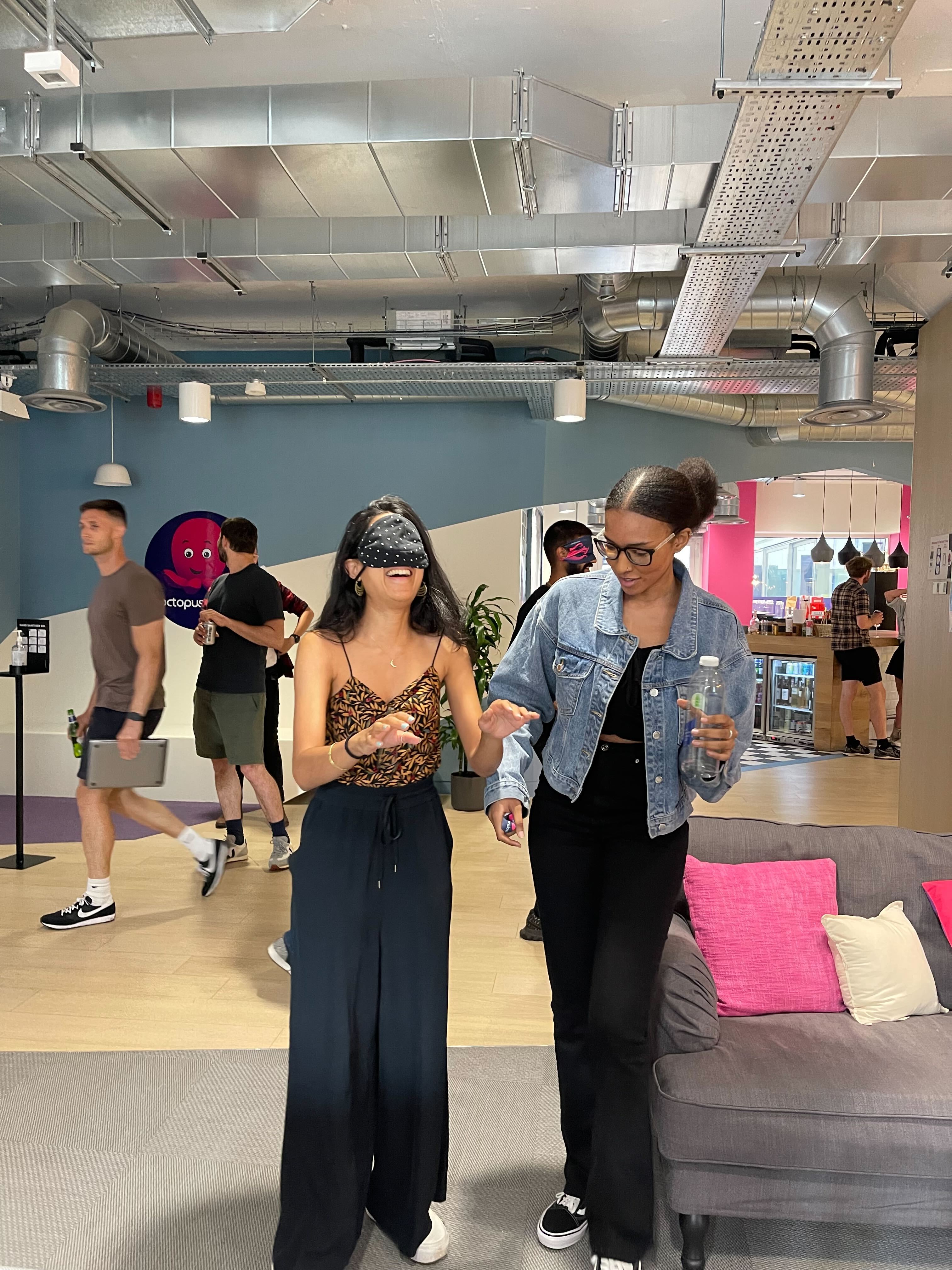 The interns playing a game