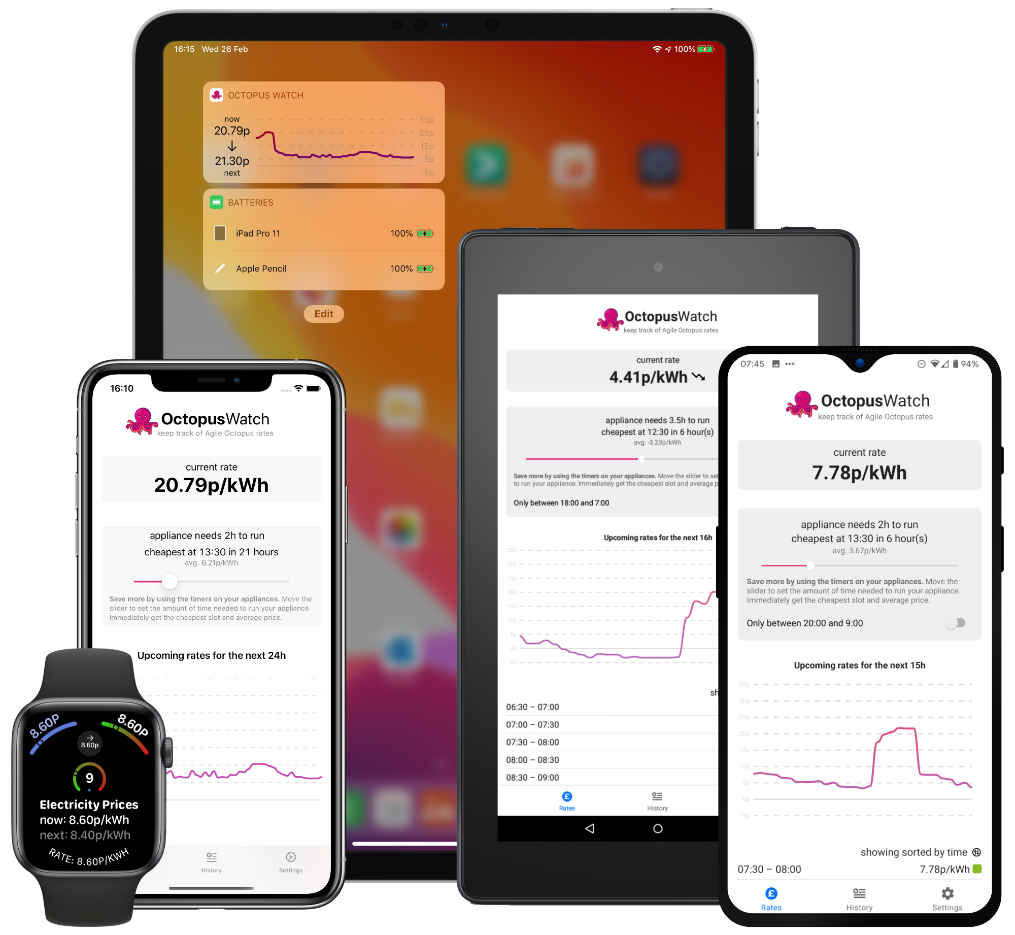 images of octowatch on different devices