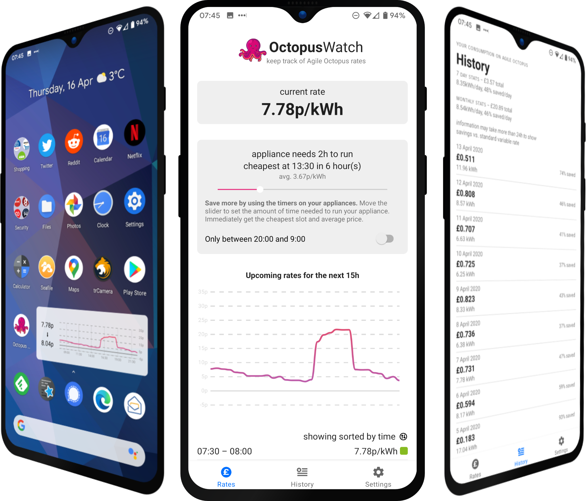 An image of the Octopus watch app as seen on a phone