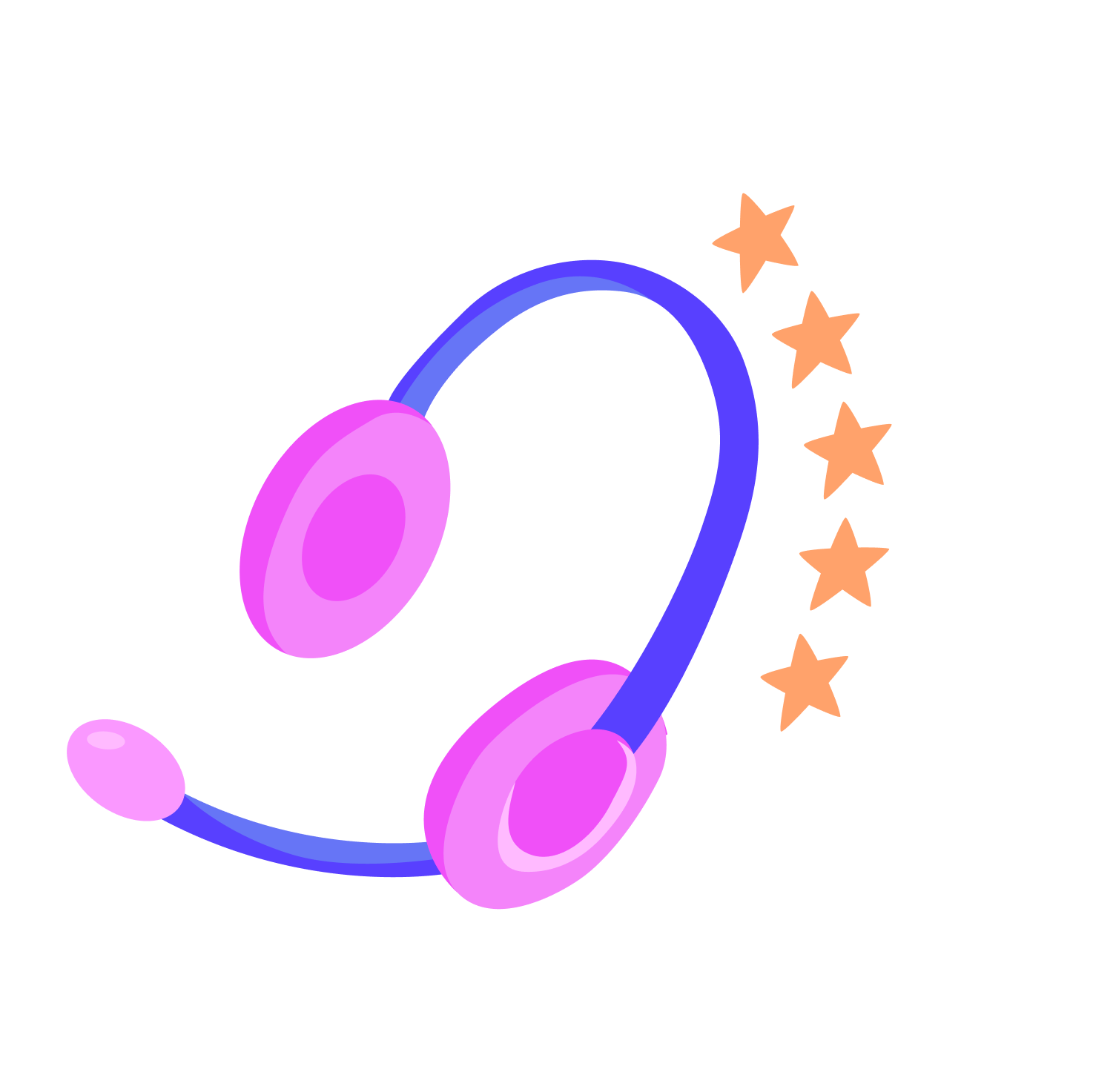 Customer service microphone with 5 gold stars around it