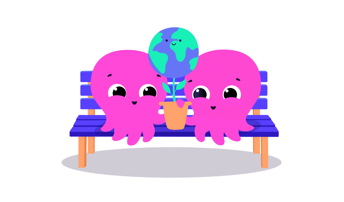Octopus sitting on bench