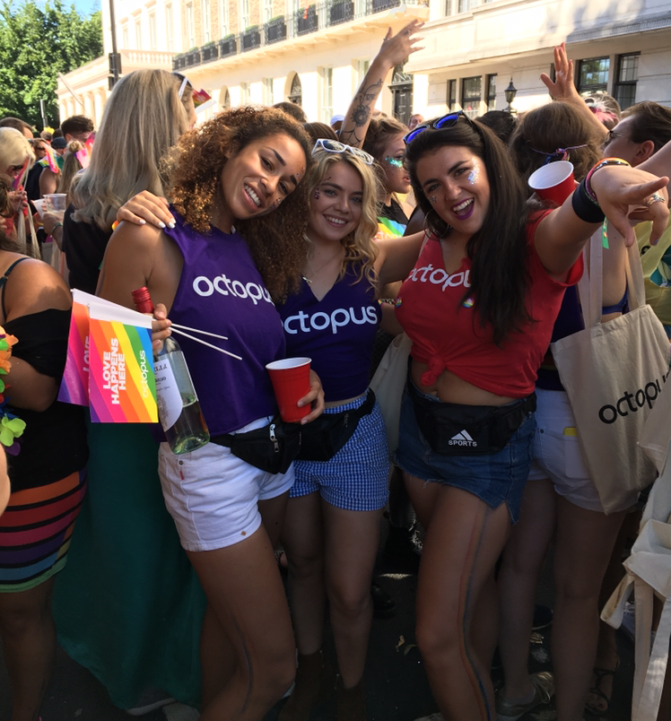 Ruby representing Octopus at London Pride in 2017