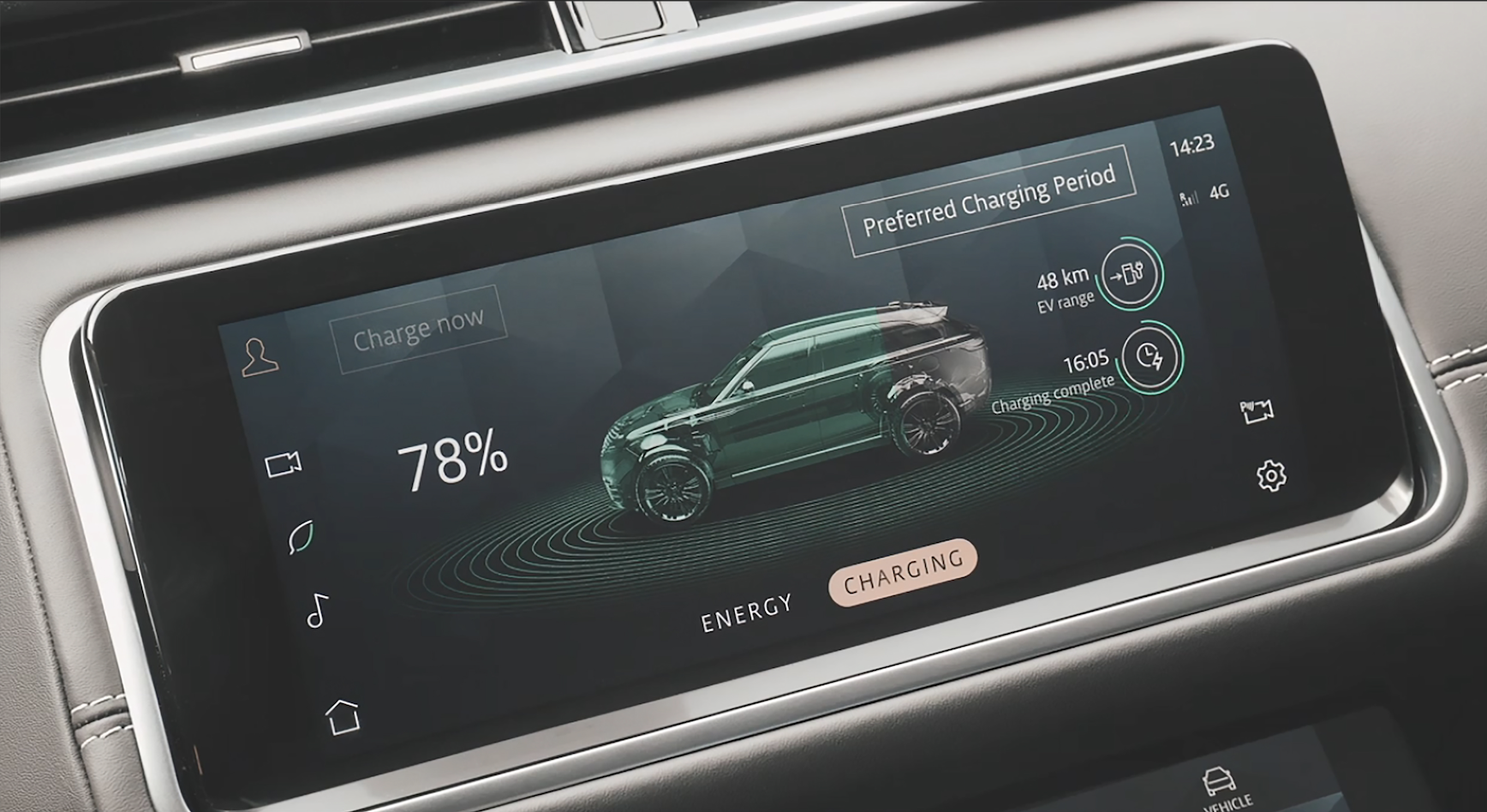 land rover charging screen