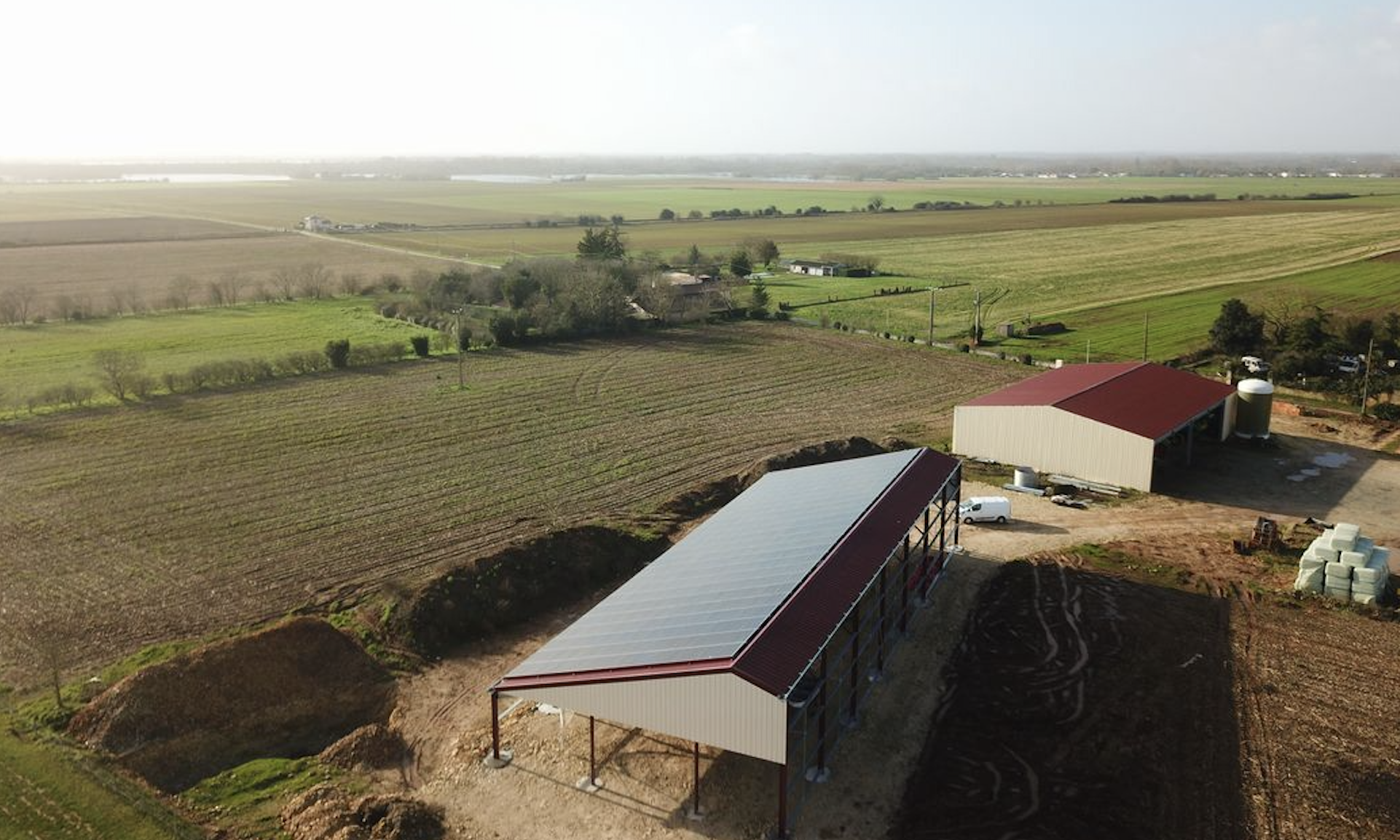 Rooftop solar project on a French farm.
