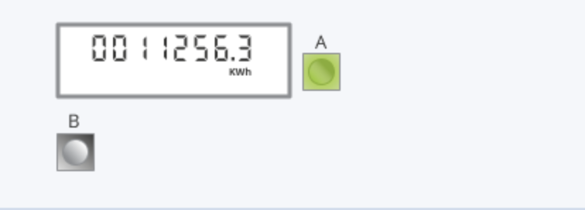 A meter with green a button and white b button